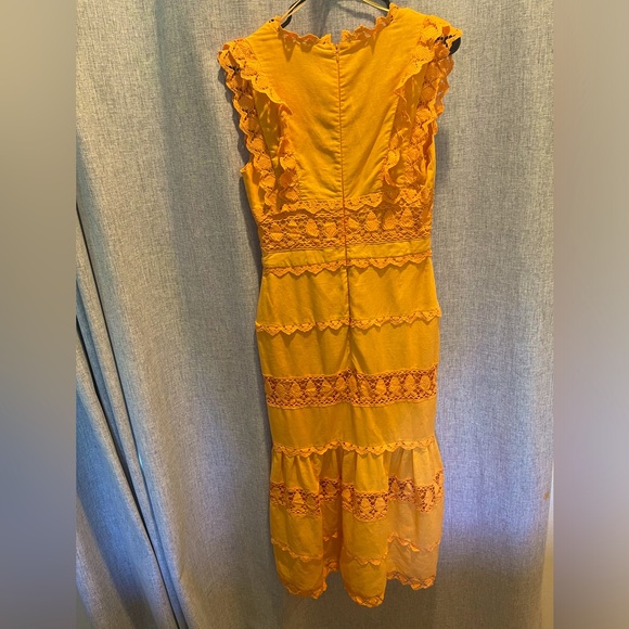 Orange 🍊 Midi Embroidered Dress - Picture 4 of 9